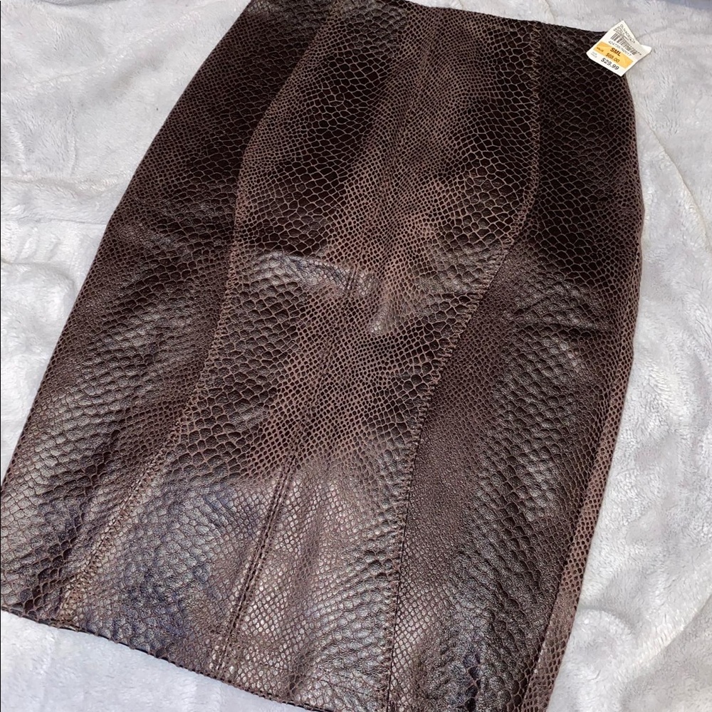 Faux leather midi skirt